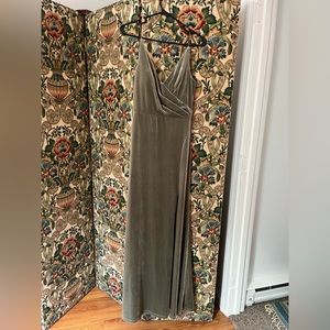 Jenny Yoo sage green stretch Jolie velvet dress size 4